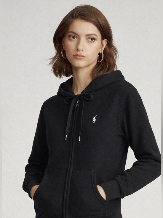 Ralph Lauren Tops - Polo Ralph Lauren Black Knit Zip Hoodie Pony Logo Sweatshirt